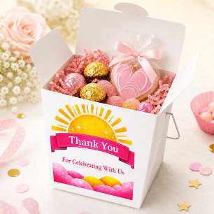 Strahlendes Gold Sonnenschein-Baby-Shower-Dankesch Geschenkschachtel