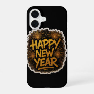 Strahlendes Graffiti-Style Frohes Neues Jahr Explo iPhone 16 Hülle