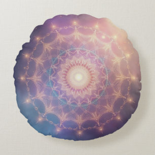 Strahlendes Kosmisches Mandala Glänzendes Pastell Rundes Kissen