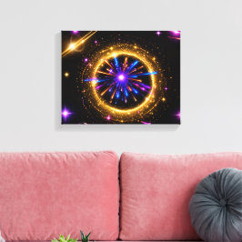 Strahlendes Kosmisches Portal | Neon-Galaxie Gestr Leinwanddruck
