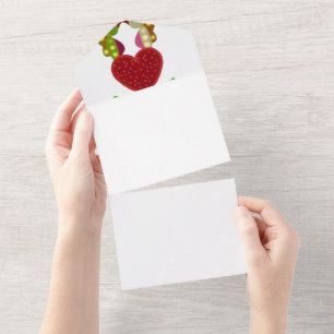 Strahlendes Liebesvögel-Herz-Design All In One Einladung