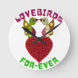 Strahlendes Liebesvögel-Herz-Design-Wurfkissen Runde Wanduhr