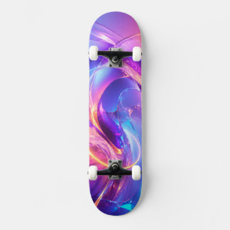 Strahlendes Lila und Blaues Cyberpunk-Welle Skateboard