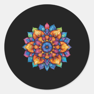 Strahlendes Lotus-Mandala-Festival Yoga Runder Aufkleber
