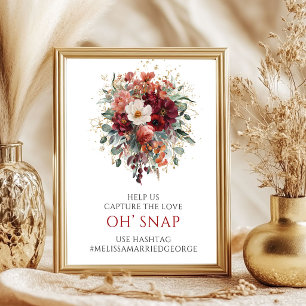 Strahlendes Marsala Boho Florales Oh Snap 8x10 Sch Poster