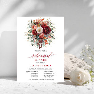 Strahlendes Marsala Herbst Floral Probedinner Einladung