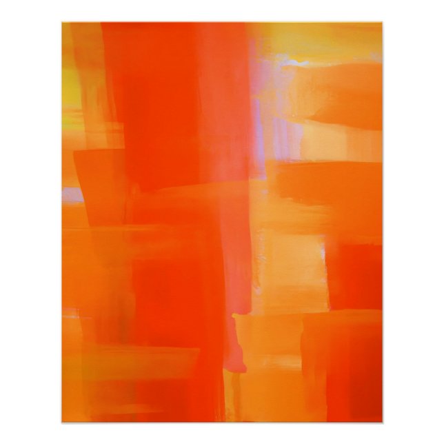 Strahlendes Orange und Gold Abstract Blocks Poster (Vorderseite)