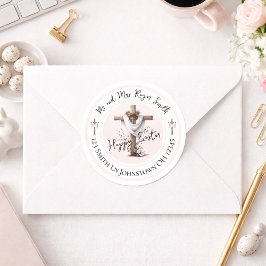 Strahlendes Osterkreuz-Rücksendeetikett Runder Aufkleber