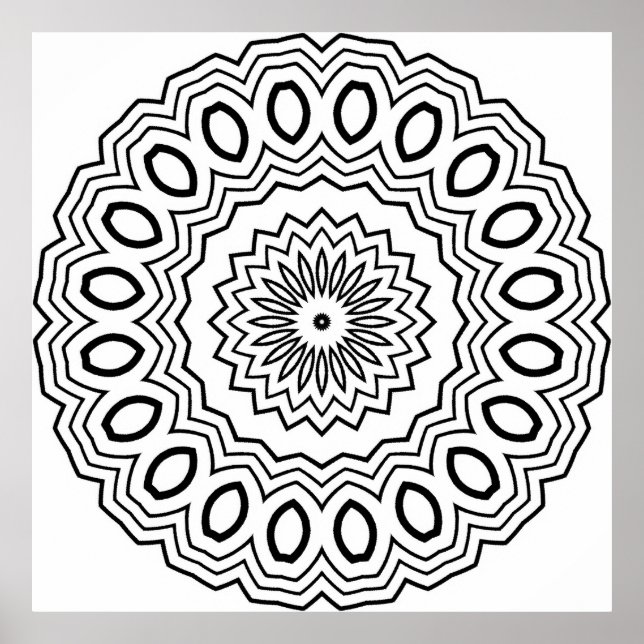Strahlendes oval Mandala Malvorlage Muster Kunst Poster (Vorne)