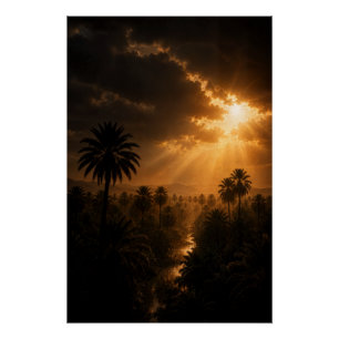 Strahlendes Palmenhain Chiaroscuro Poster