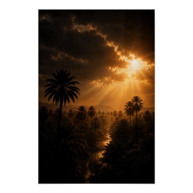 Strahlendes Palmenhain Chiaroscuro Poster (Vorderseite)