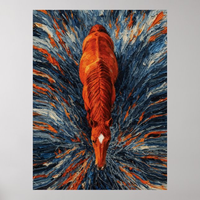 Strahlendes Pferd Draufsicht Lebendige Impasto-Abs Poster (Vorne)