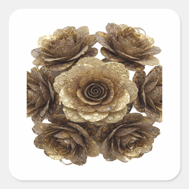Strahlendes Silber GOLDENE ROSEN Aufkleber Design (Vorderseite)