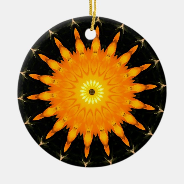 Strahlendes Sonnen-Mandala-Kaleidoskop-Kunstwerk Keramik Ornament (Vorne)