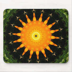 Strahlendes Sonnen-Mandala-Kaleidoskop-Kunstwerk Mousepad