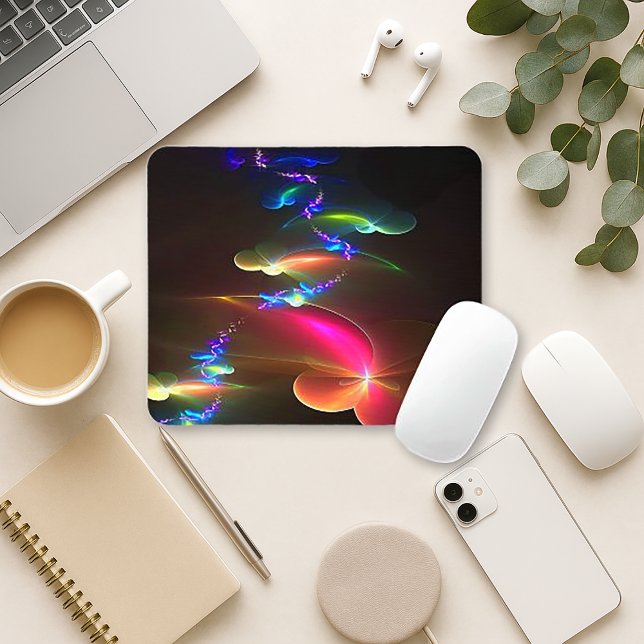 Strahlendes Spiral-Mauspad · Farbige fraktale Kuns Mousepad (Von Creator hochgeladen)