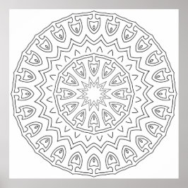 Strahlendes Stammes-Blütenblatt-Mandala mit Sternk Poster