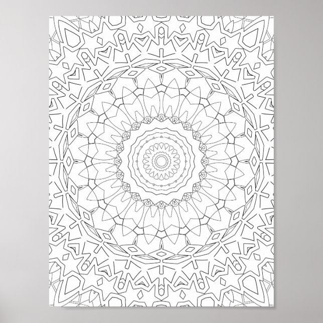 Strahlendes Sternen-Blütenblatt-Mandala-Design Poster (Vorne)