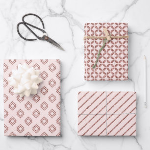Strahlenes Roségold Geschenkpapier Set