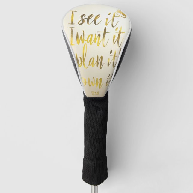 Strahlenförmiges Gold „Ich sehe es, ich will es“ M Golf Headcover (Vorderseite)