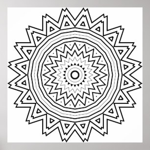 Strahlenförmiges Sternen-Mandala mit tribaler Geom Poster