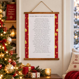 Strahlt hell in der Weihnachtsnacht Wandteppich Mit Holzrahmen