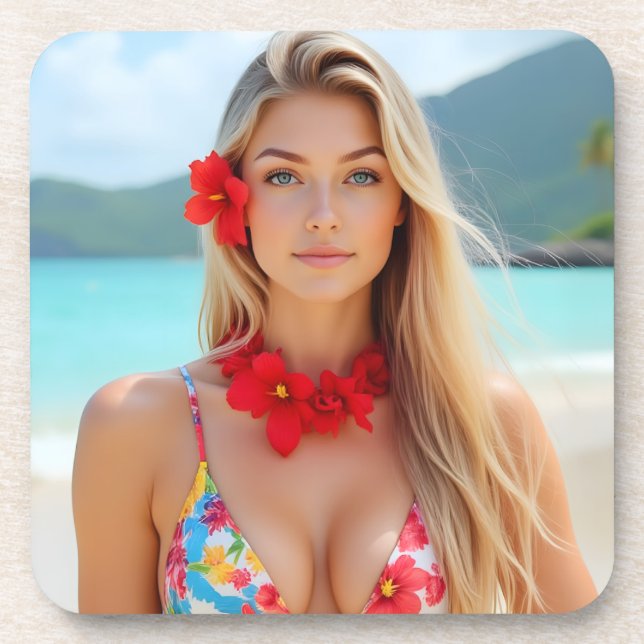 Strahlung: Helenas Inselmoment Plastik Getränkeuntersetzer (Vorderseite)