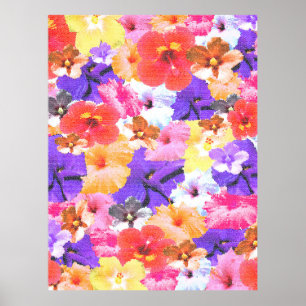 "Strahlung im Blut: Hibiskus in verkettetem Glas Poster