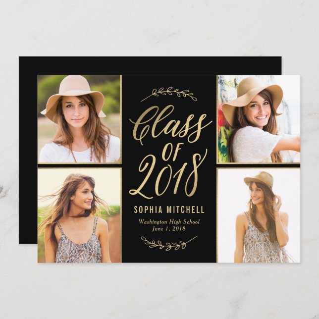 Strahlungszweige EDITABLE COLOR Abschluss Card Einladung (Vorne/Hinten)