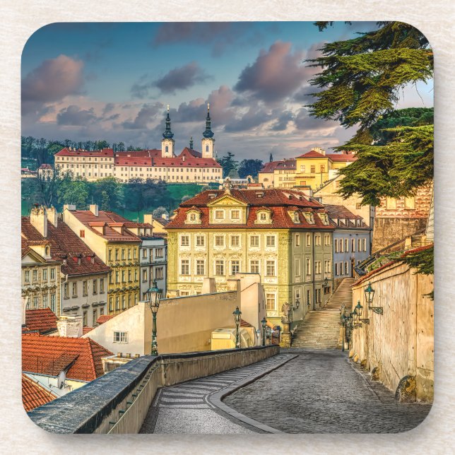Strahov Monastery Morning Hard Plastic Coaster Getränkeuntersetzer (Vorderseite)