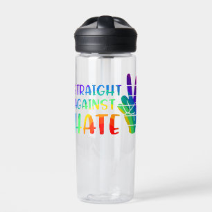 Straight against Hate - LGBTQ+ Ally Pride Sticker Trinkflasche