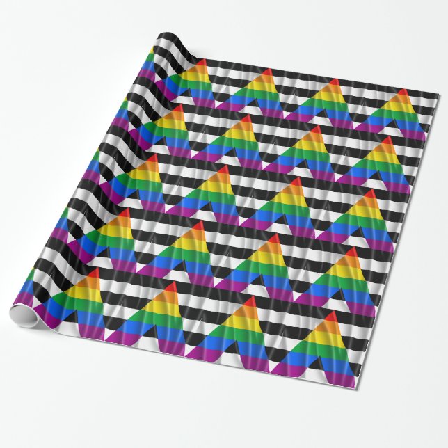 STRAIGHT ALLY FLAG WAVY DESIGN -.pnng Geschenkpapier (Ungerollt)