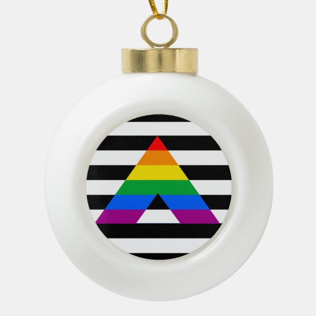 STRAIGHT ALLY PRIDE 2014 PRIDE.png Keramik Kugel-Ornament (Vorderseite)