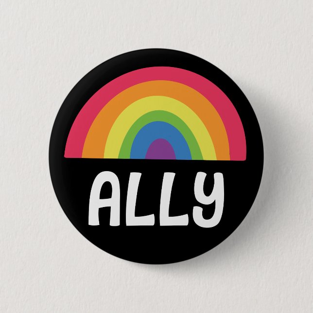 Straight Ally Rainbow Button (Vorderseite)
