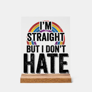 Straight Ally Regenbogen Vintage-Typografie-Shirt_ Acrylschild