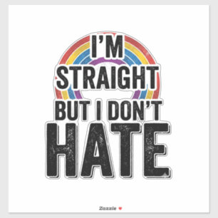 Straight Ally Regenbogen Vintage-Typografie-Shirt_ Aufkleber