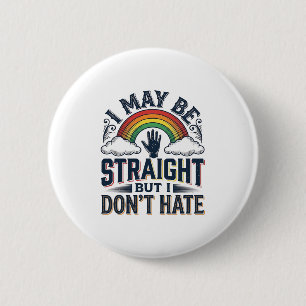 Straight Ally Stolz Regenbogen Vintage Vektor Desi Button