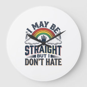 Straight Ally Stolz Regenbogen Vintage Vektor Desi Große Wanduhr