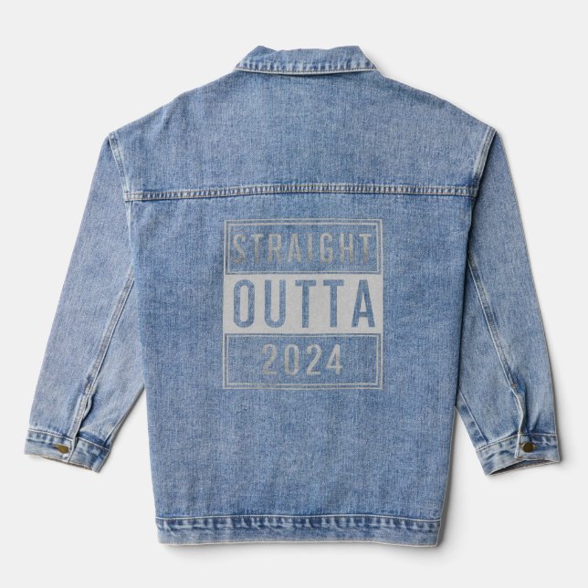 Straight Outta 2024 Tri-Blend-Shirt Jeansjacke (Rückseite)