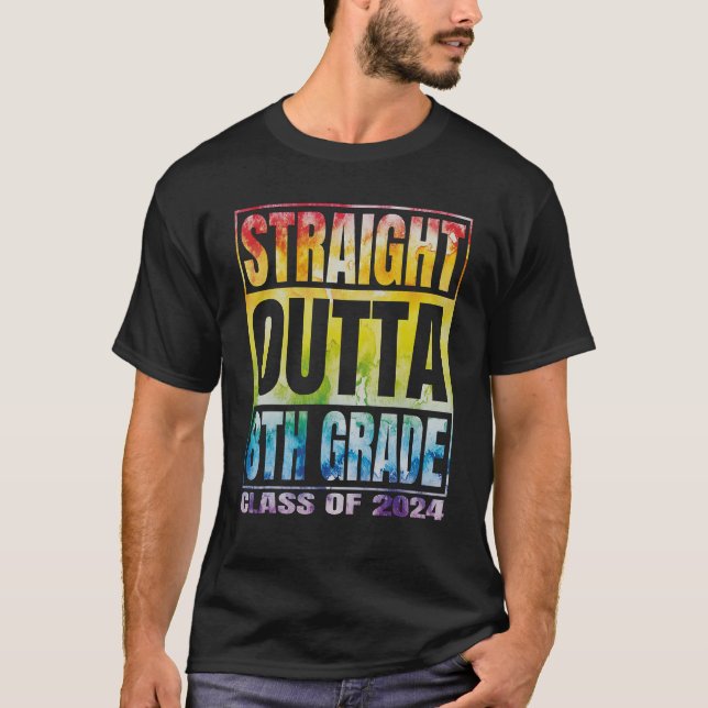 Straight Outta 8th Grade Tee Graduation 2024 Tie D (Vorderseite)