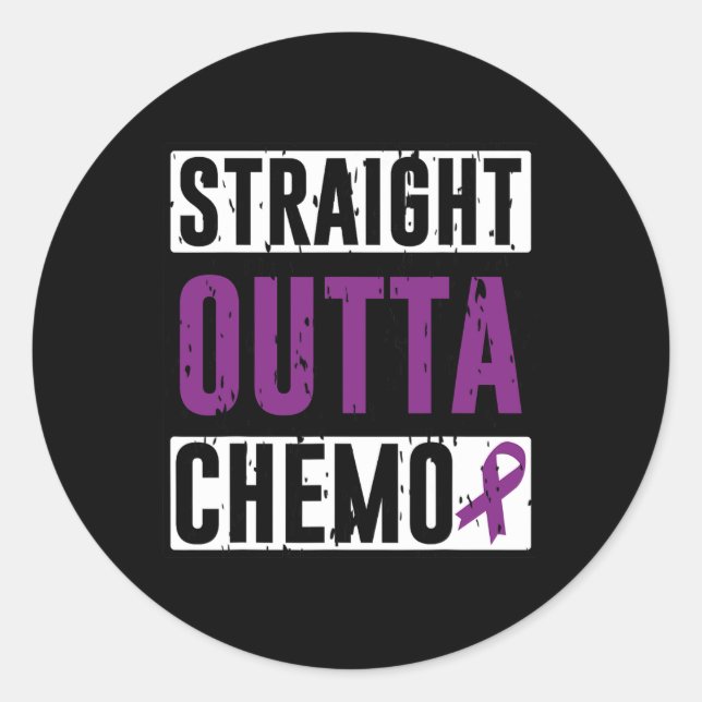 Straight Outta Chemo Bauchspeicheldrüsenkrebs Surv Runder Aufkleber (Vorderseite)