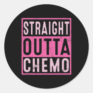 Straight Outta Chemo Breast Cancer Awareness Survi Runder Aufkleber