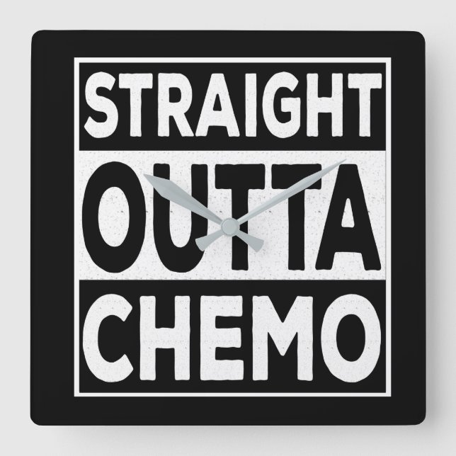 Straight Outta Chemo Quadratische Wanduhr (Vorderseite)