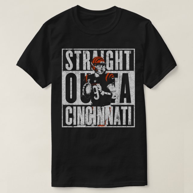Straight Outta Cincinnati Joe Burrow T-Shirt (Design vorne)