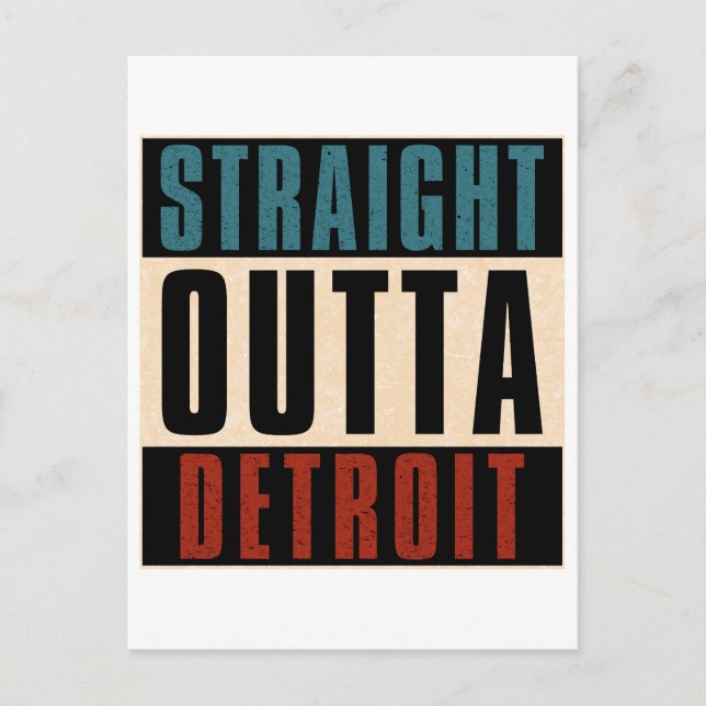 Straight Outta Detroit Michigan MI Postkarte (Vorderseite)