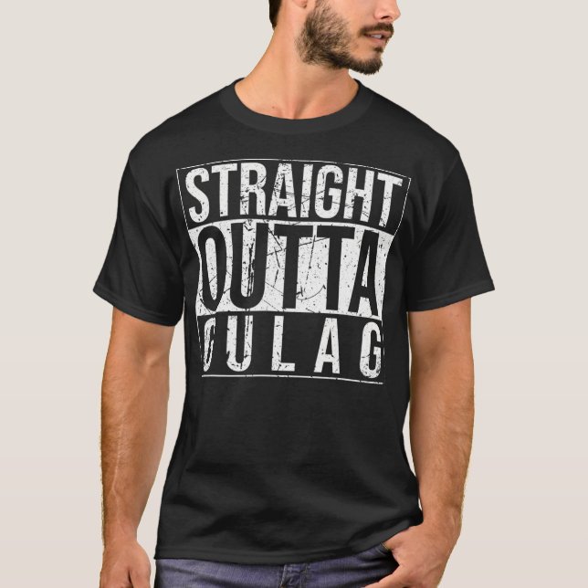 Straight Outta Gulag Video Computer Shooter Gamer T-Shirt (Vorderseite)