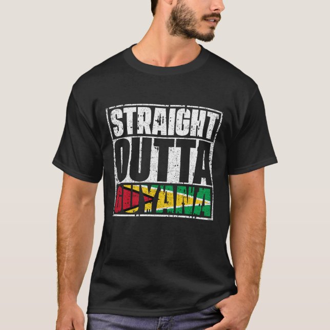 Straight Outta Guyana Flag T-Shirt (Vorderseite)