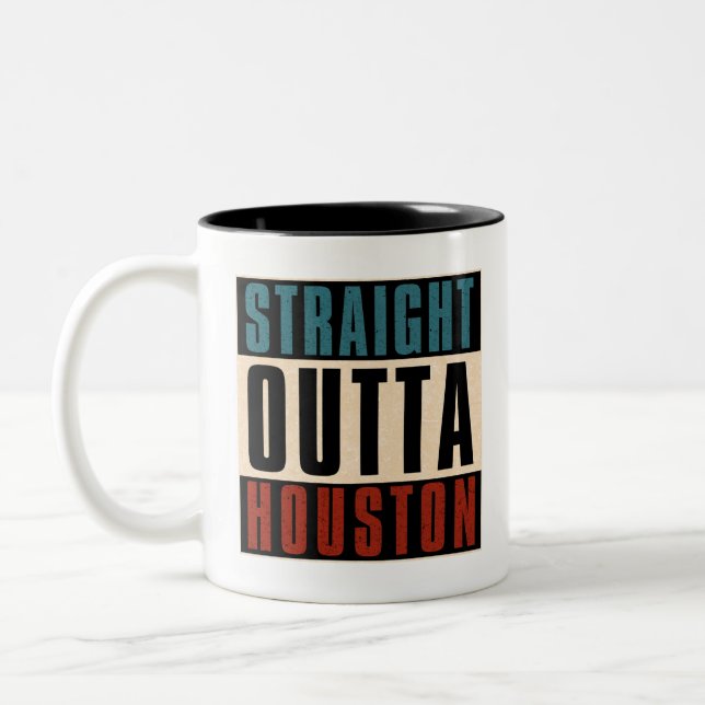 Straight Outta Houston Texas TX USA Zweifarbige Tasse (Links)