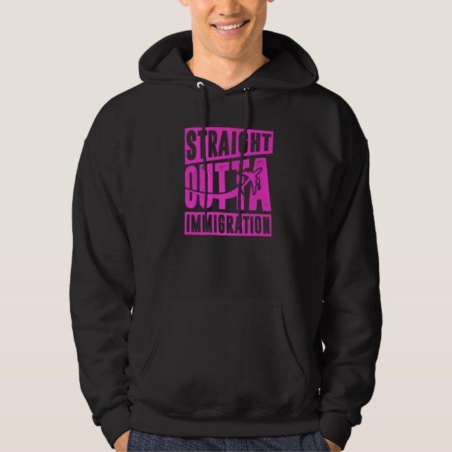 Straight Outta Immigration Holiday Travel  White Hoodie (Vorderseite)