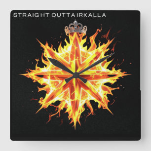 Straight Outta Irkalla Logo/Gekrönter Stern der In Quadratische Wanduhr